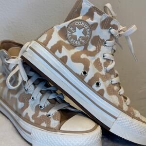 Converse Chuck Taylor All Star Girls Platform Shoes Leopard Print High Top 3.5